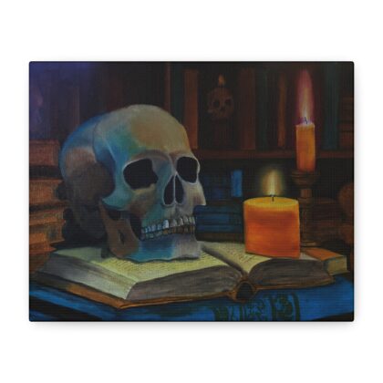 Skull & Candle Still Life Matte Canvas Print