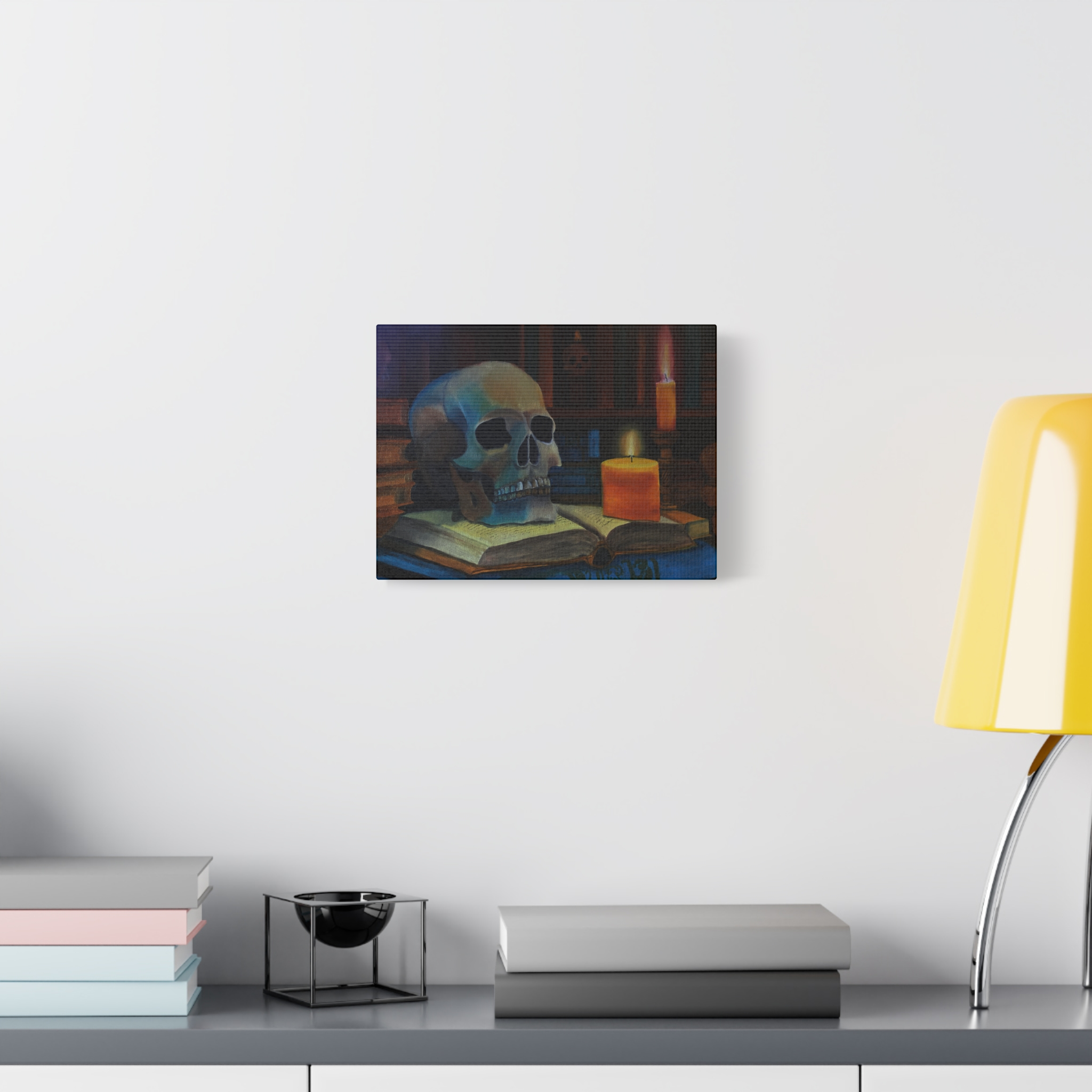 Skull & Candle Still Life Matte Canvas Print - Image 7