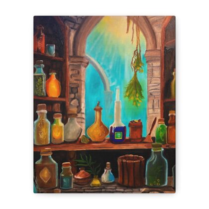 Apothecary Shelf Canvas Print | Botanical Potion Still Life Wall Art