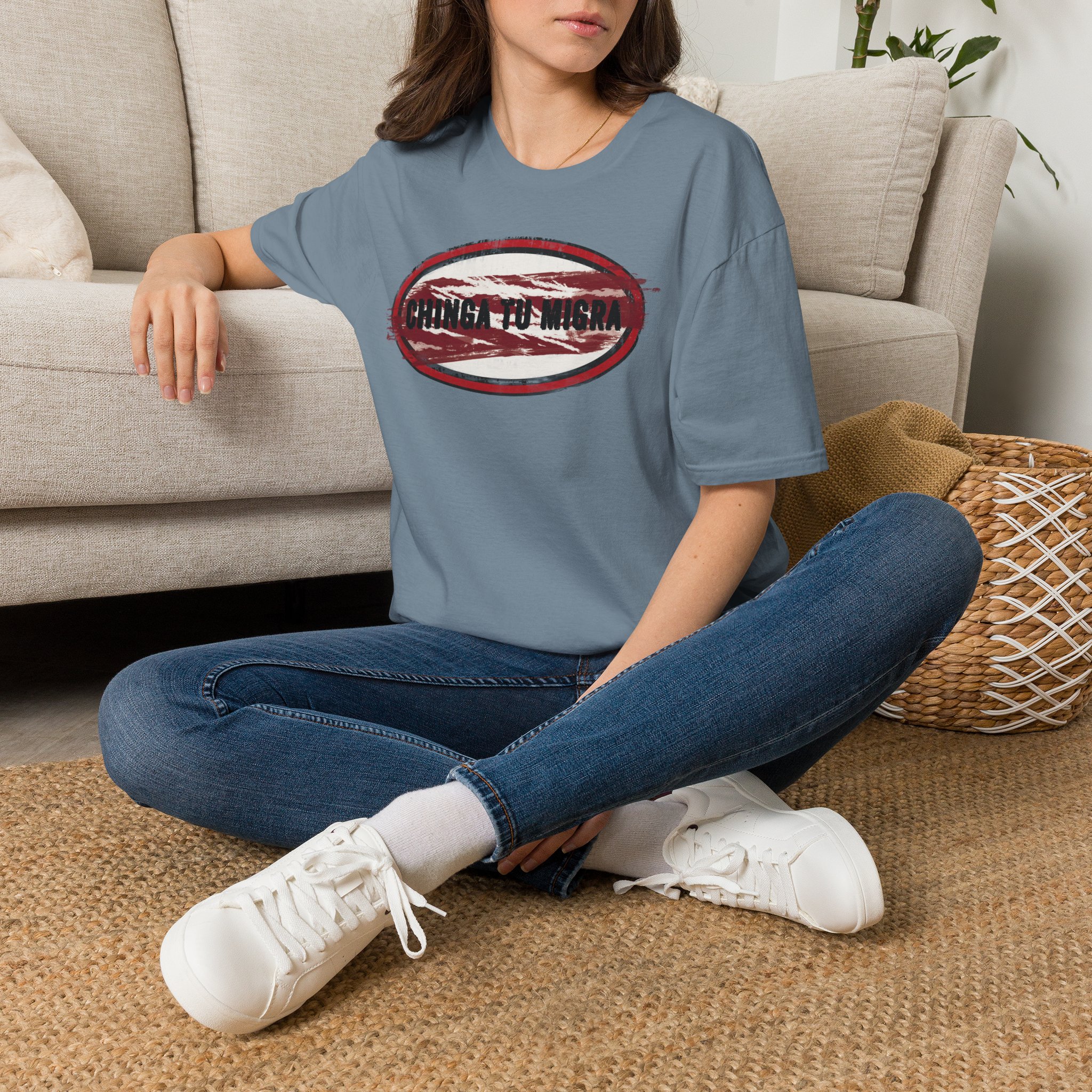 "Chinga Tu Migra" Distressed Political Statement T-Shirt - Image 14