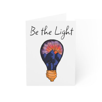 Greeting Card — "Be the Light" Inspirational Lightbulb Design (Single or Bulk Packs)