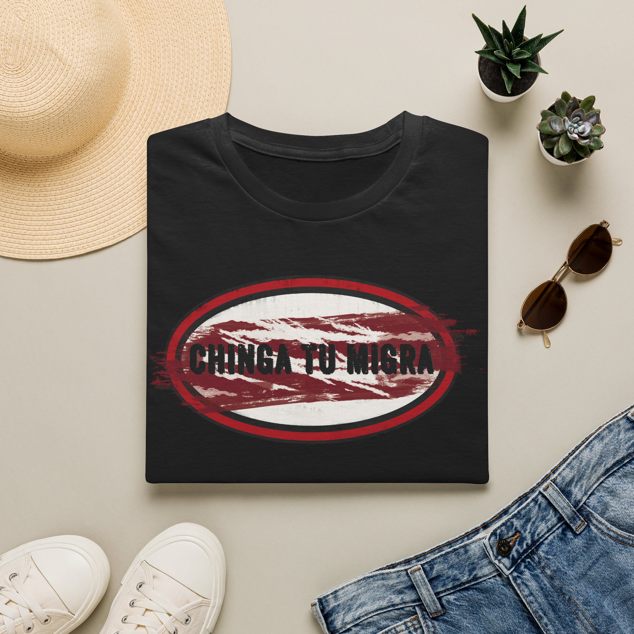 "Chinga Tu Migra" Distressed Political Statement T-Shirt - Image 5