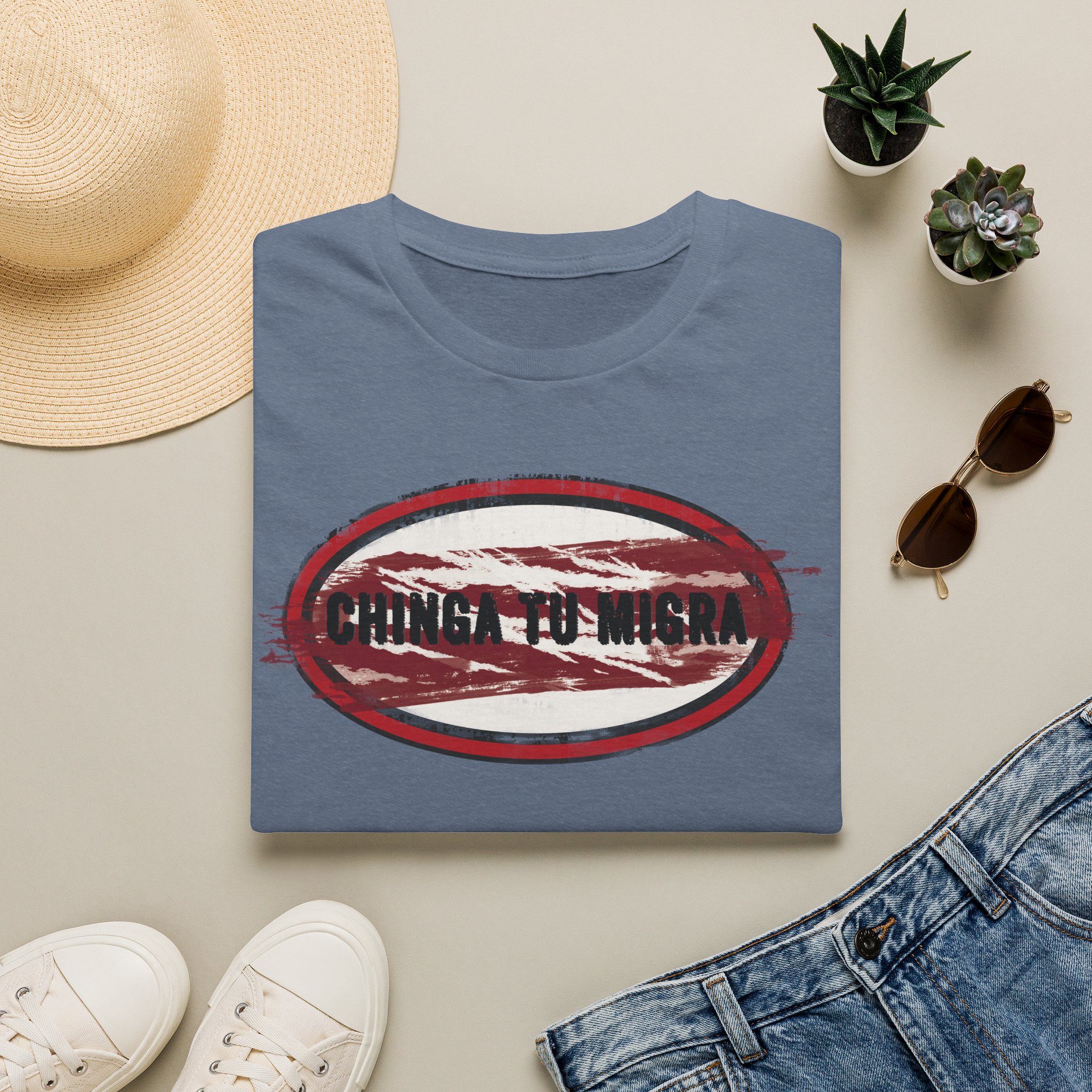 "Chinga Tu Migra" Distressed Political Statement T-Shirt - Image 17