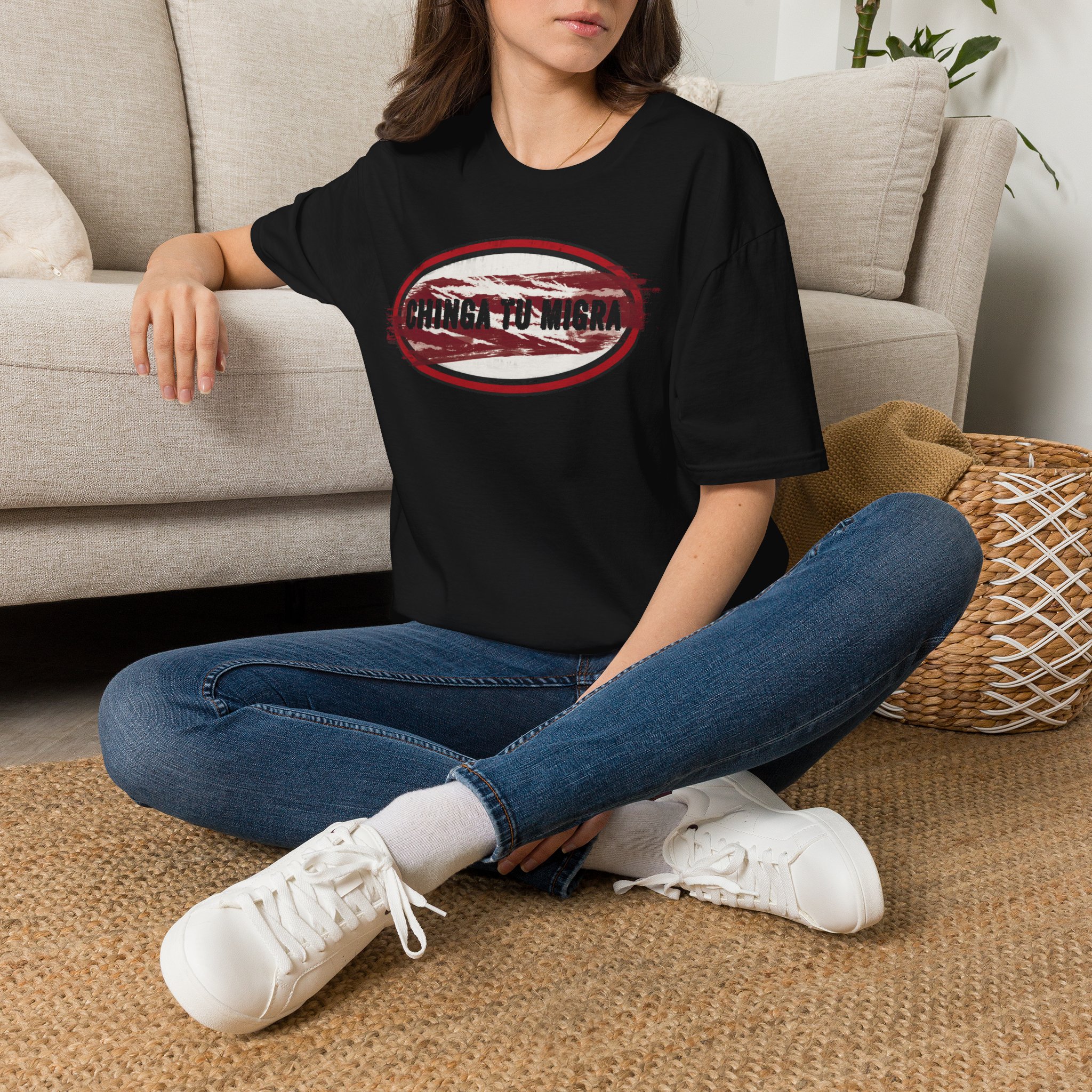 "Chinga Tu Migra" Distressed Political Statement T-Shirt - Image 6