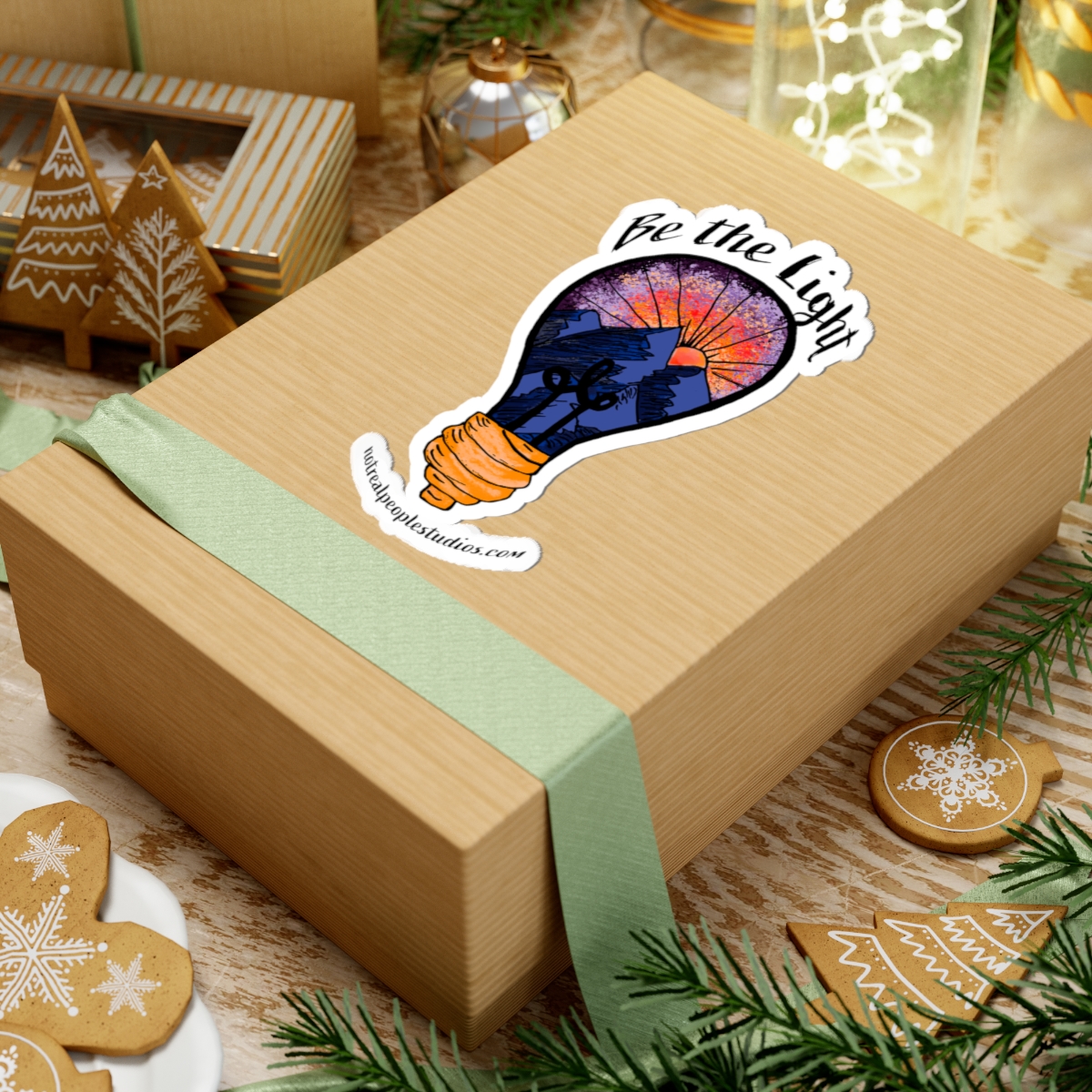 Be the Light Sticker — Inspirational Mountain Sunset Kiss-Cut Sticker - Image 9