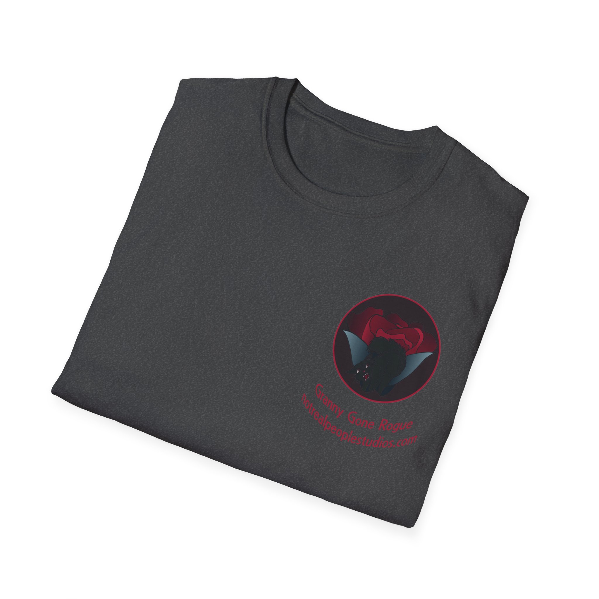 Granny Gone Rogue Logo T-Shirt | Red Rose and Black Cat T-Shirt - Image 28