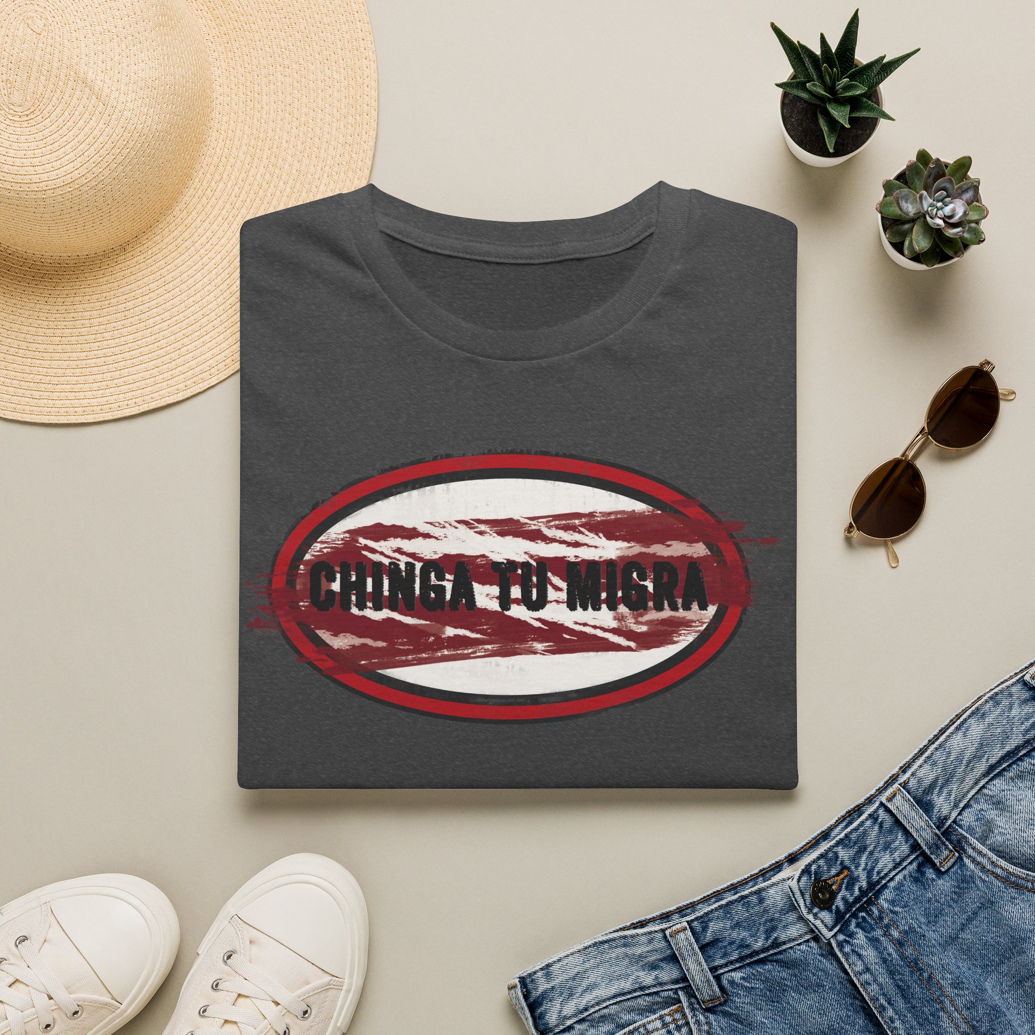"Chinga Tu Migra" Distressed Political Statement T-Shirt - Image 9