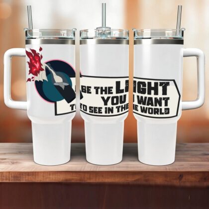 Be The Light 40 oz Tumbler With Handle Printed in USA