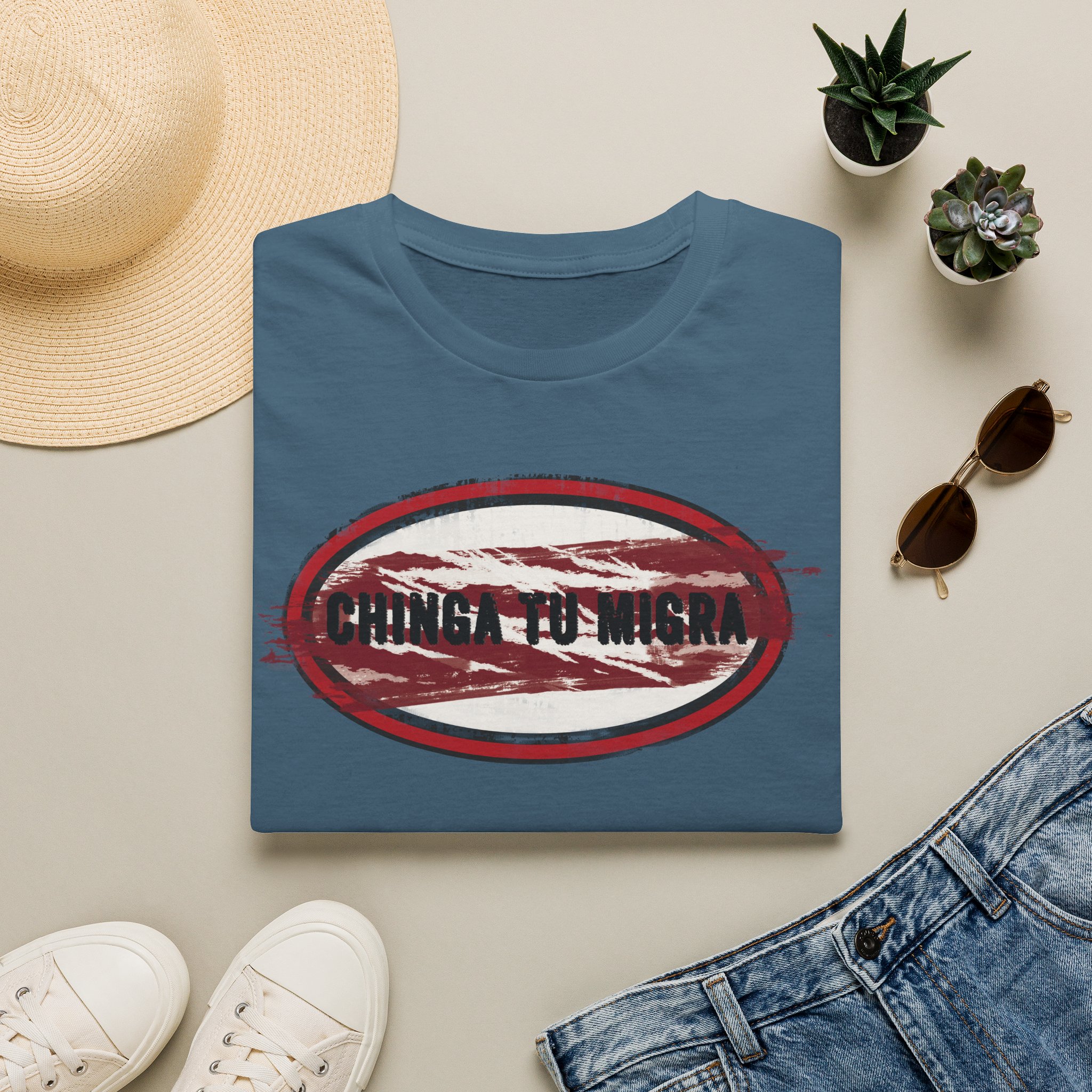 "Chinga Tu Migra" Distressed Political Statement T-Shirt - Image 21
