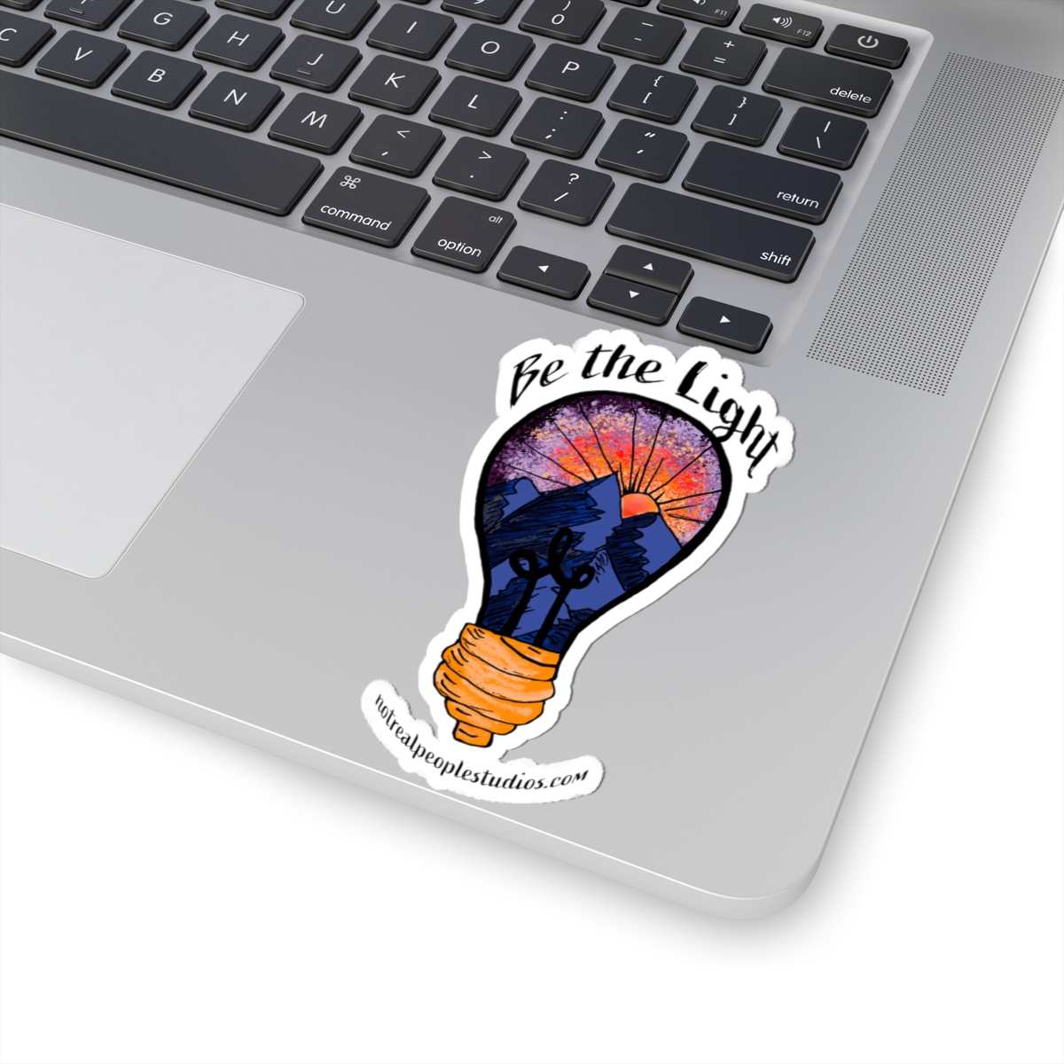 Be the Light Sticker — Inspirational Mountain Sunset Kiss-Cut Sticker - Image 5