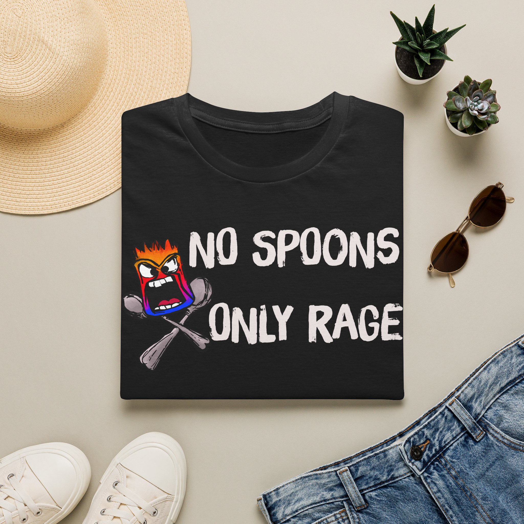 No Spoons Only Rage T-Shirt — Funny Rage Graphic Tee - Image 5