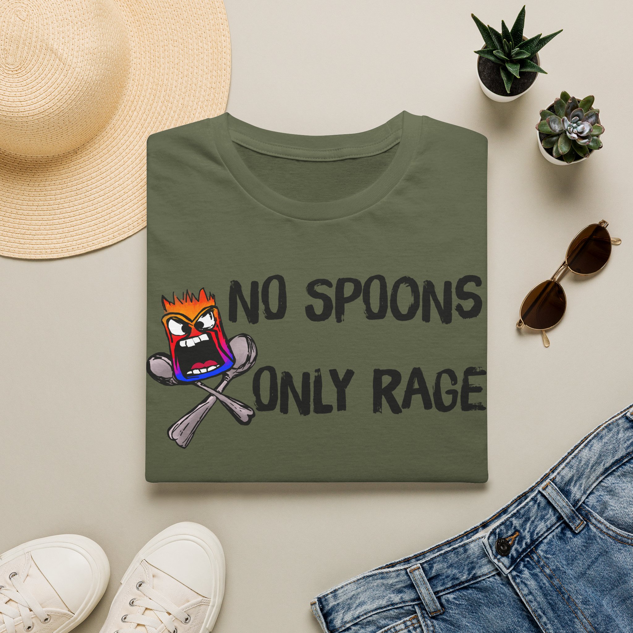 No Spoons Only Rage T-Shirt — Funny Rage Graphic Tee - Image 9