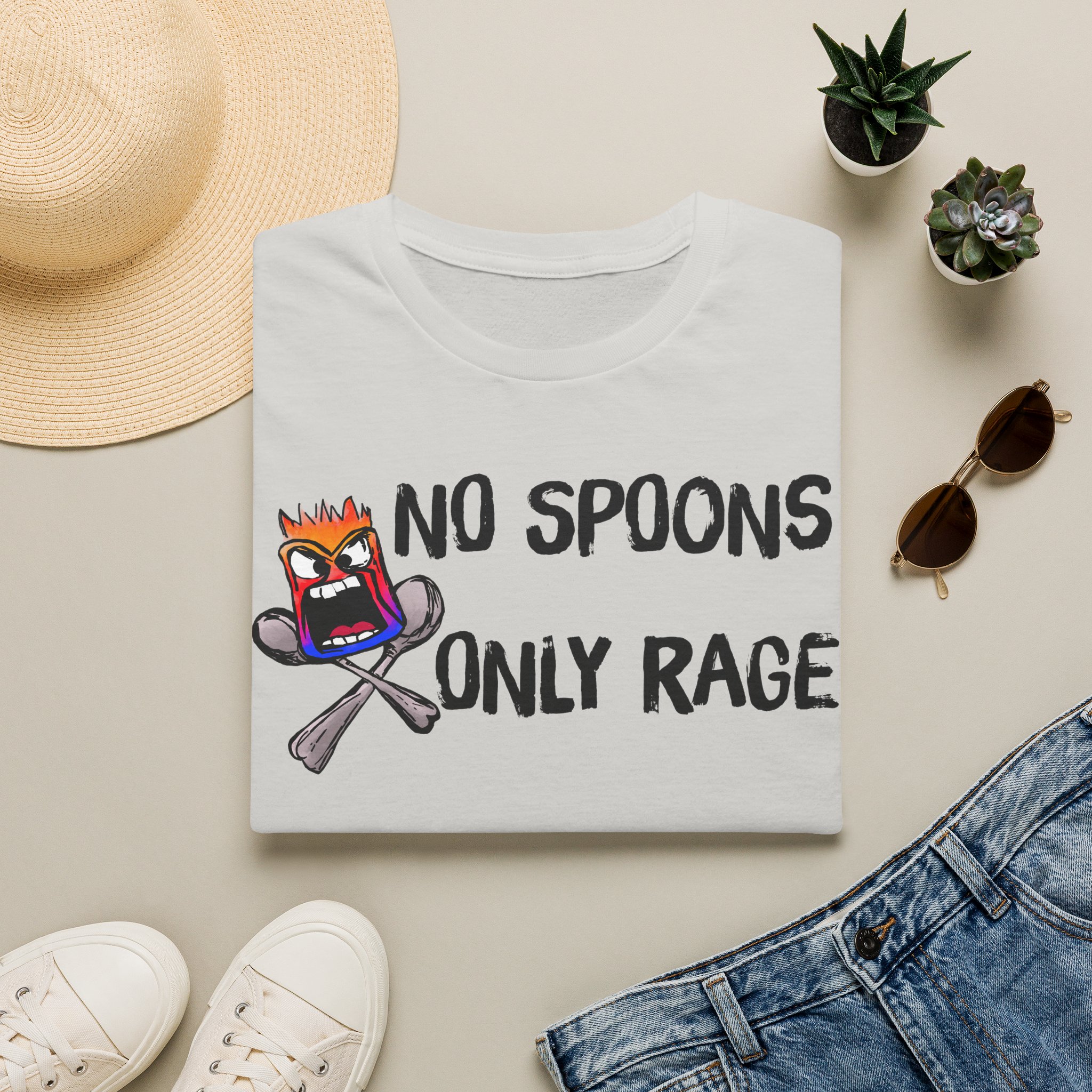 No Spoons Only Rage T-Shirt — Funny Rage Graphic Tee - Image 13